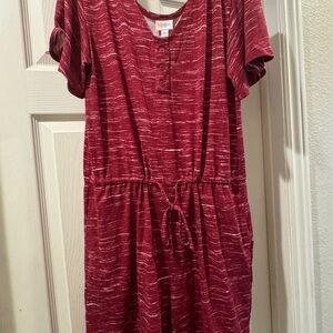 Red Striped Short Sleeve Dress